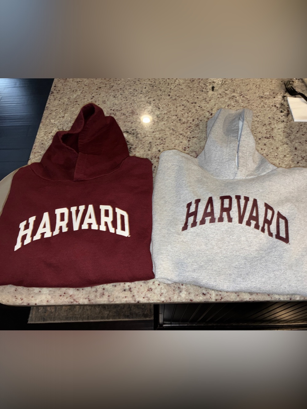 Kids' Harvard Hooded Champion YL(10-12) Sweatshirts- Maroon and Gray—